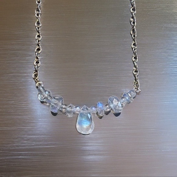 Hand Crafted Accessories - Necklace - Genuine Rainbow Moonstone and 925 Silver!
